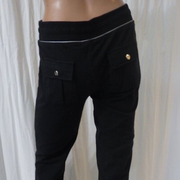 NWT BCBG sz SMALL MED LG XL 95% cotton TEAL BLK COLORBLOCK STUDDED 2PC TRACKSUIT - Picture 9 of 14